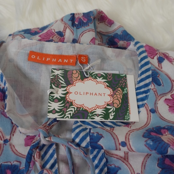 Oliphant Dress NWT Tie Front Balloon Mini Iris Blue long sleeves flare dress - Picture 11 of 11